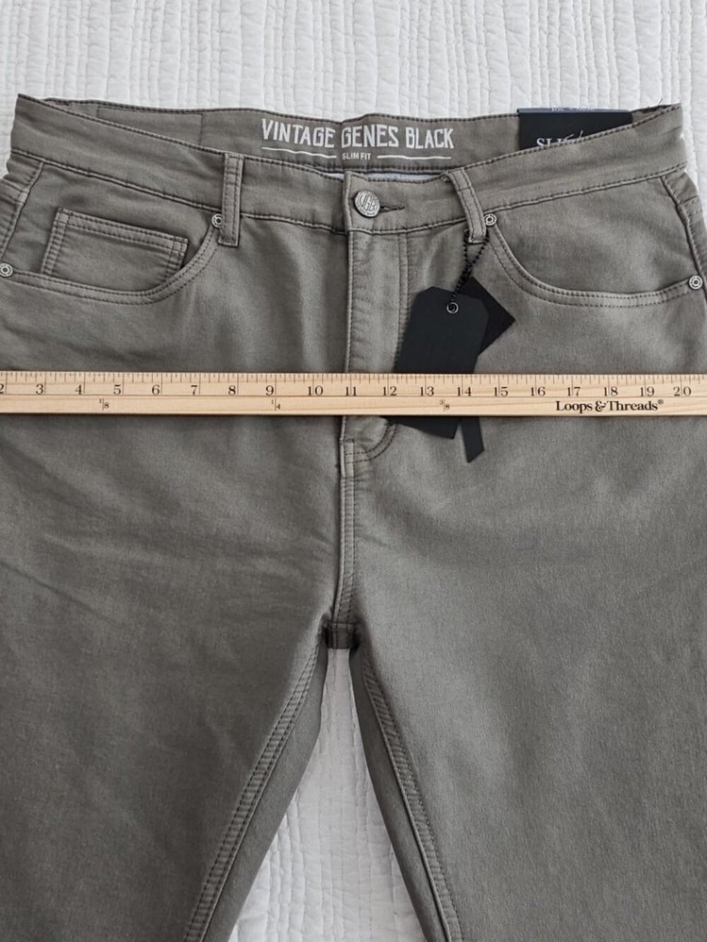 Vintage Genes Black Jeans Men's 36x30 Gray French Terry Denim Stretch NWT NEW - Picture 10 of 16